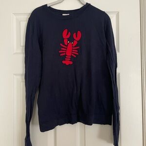 J. Crew Navy Sweater with Red Lobster Design